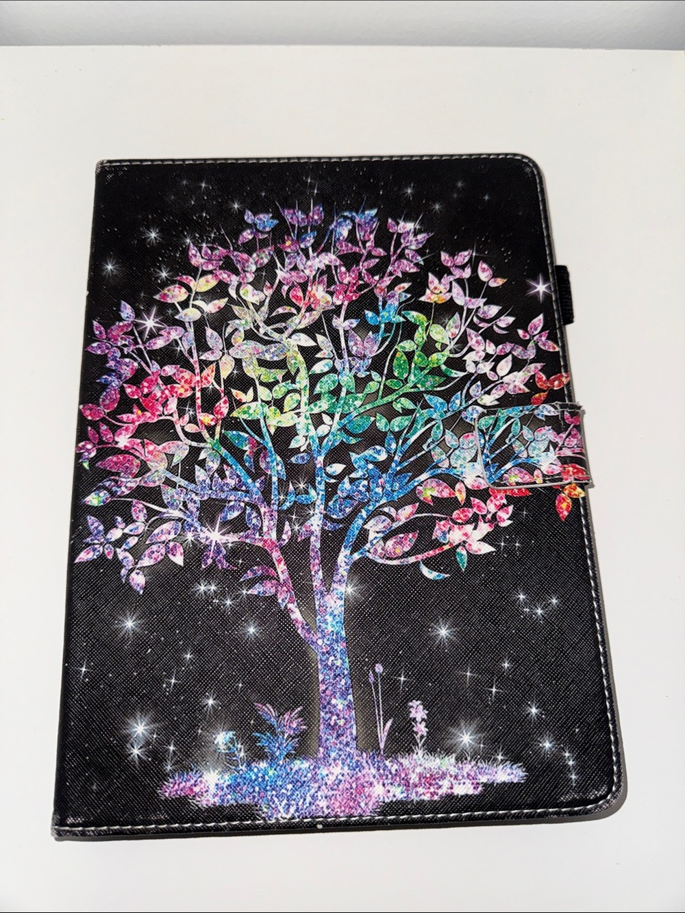 iPad Case with Rainbow Tree Design - Black